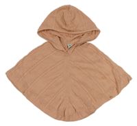 Pudrové vzorované pletené pončo s kapucí Tu