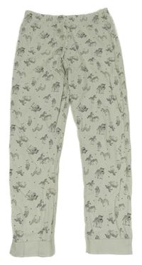 Světlemátové pyžamové kalhoty se zebrami a srdíčky F&F