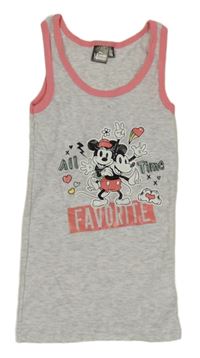Světlešedo-růžová melírovaná košilka s Minnie a Mickey Disney