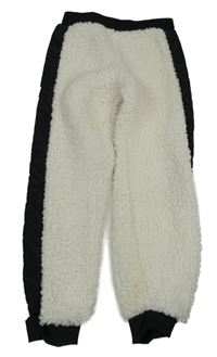 Smetanovo-černé huňaté kalhoty s pruhem PEP&CO