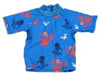 Modré UV tričko s kraby a chobotnicemi 