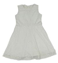 Smetanové krajkové slavnostní šaty s květy a srdíčky PLACE