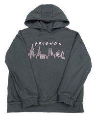 Tmavošedá mikina s potiskem - F.R.I.E.N.D.S a kapucí PRIMARK