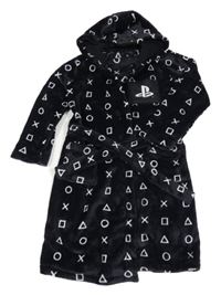 Černý plyšový župan s PlayStation a kapucí George