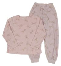 Světlerůžové plyšové pyžamo s koníky PRIMARK