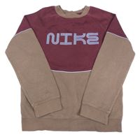 Hnědo-vínová mikina s logem Nike