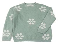 Olivový crop svetr s květy cupcakes and cashmere