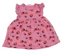 Růžové bavlněné šaty s jahůdkami Liegelind