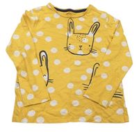 Hořčicové puntíkované triko s králíčky F&F