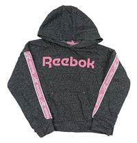 Tmavošedá melírovaná mikina s logem a kapucí Reebok