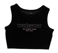 Černý sametový crop top s nápisem zn. George