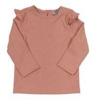 Starorůžové žebrované triko s volánky Primark