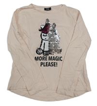 Světlerůžové triko s jednorožcem z překlápěcích flitrů Page One Young