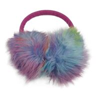 Modro-barevné kožešinové klapky na uši