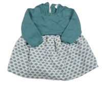 Zeleno-bílé šaty se vzorovanou sukní Obaibi