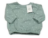 Nové - Zelenošedá puntíkatá mikina Primark