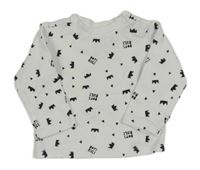 Bílé triko s korunami a nápisy C&A