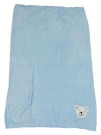 Světlemodrá vzorovaná chlupatá deka s medvědem