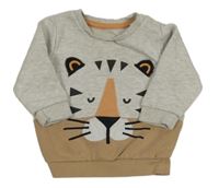 Světlešedo-hnědá mikina s tygrem F&F