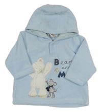 Nové - Světlemodrá fleecová mikina s medvědem s myškou a kapucí Next