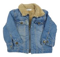 Modrá riflová zateplená bunda