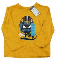 Nové - Okrové triko s helmou Primark