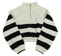 Smetanovo-černá crop mikina s pruhy H&M