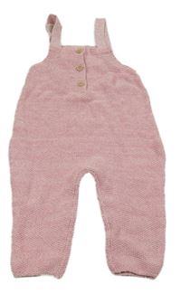 Růžové melírované pletené laclové tepláky s knoflíky Lupilu