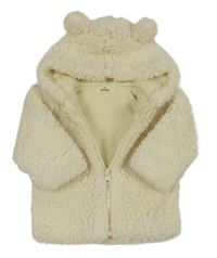 Krémová huňatá zateplená propínací mikina s kapucí Zeeman