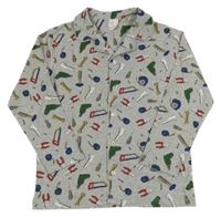 Šedá melírovaná košile s nářadím