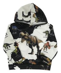 Bílo-černá mikina s dinosaury a kapucí Shein