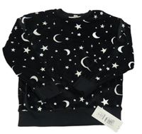 Nové - Černá plyšová pyžamová mikina s hvězdami a měsíci M&S