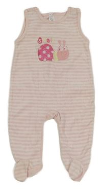 Světlerůžovo-bílé pruhované sametové dupačky se šnekem C&A