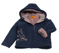 Tmavomodrá zateplená propínací mikina s králíkem a kapucí Mountain Warehouse