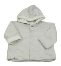 Bílý puntíkatý zateplený kabátek s kapucí