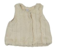 Krémová kožešinová podšitá vesta
