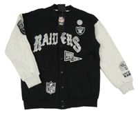 Nové - Černo-světlešedá baseballová mikina s potiskem - Raiders Las Vegas