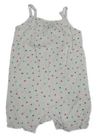Bílý puntíkatý bavlněný kraťasový overal H&M