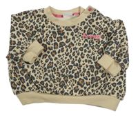 Béžovo-černá oversize mikina s leopardím vzorem a nápisem Next