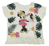 Bílé tričko s Minnie s tukanem a listy C&A