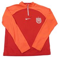 Červeno-neonově korálová sportovní funkční mikina s potiskem Nike