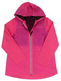 Neonově růžová šusťáková jarní bunda s kapucí 
