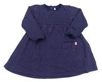 Tmavomodro-růžové puntíkaté teplákové šaty Jojo Maman Bebé