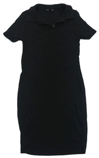 Černé žebrované šaty s límečkem New Look