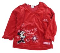 Červené sametové triko s Minnie Disney