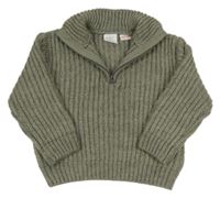 Khaki pletený svetr Zara
