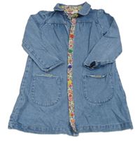 Modré propínací riflové šaty s kapsami a límečkem Mini Boden