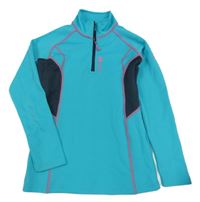 Tyrkysovo-šedá sportovní funkční mikina 