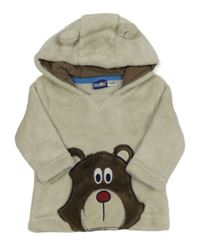 Světlebéžová plyšová mikina s medvědem a kapucí Lupilu