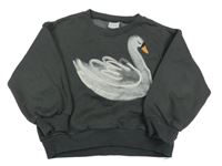 Tmavošedá mikina s labutí Zara